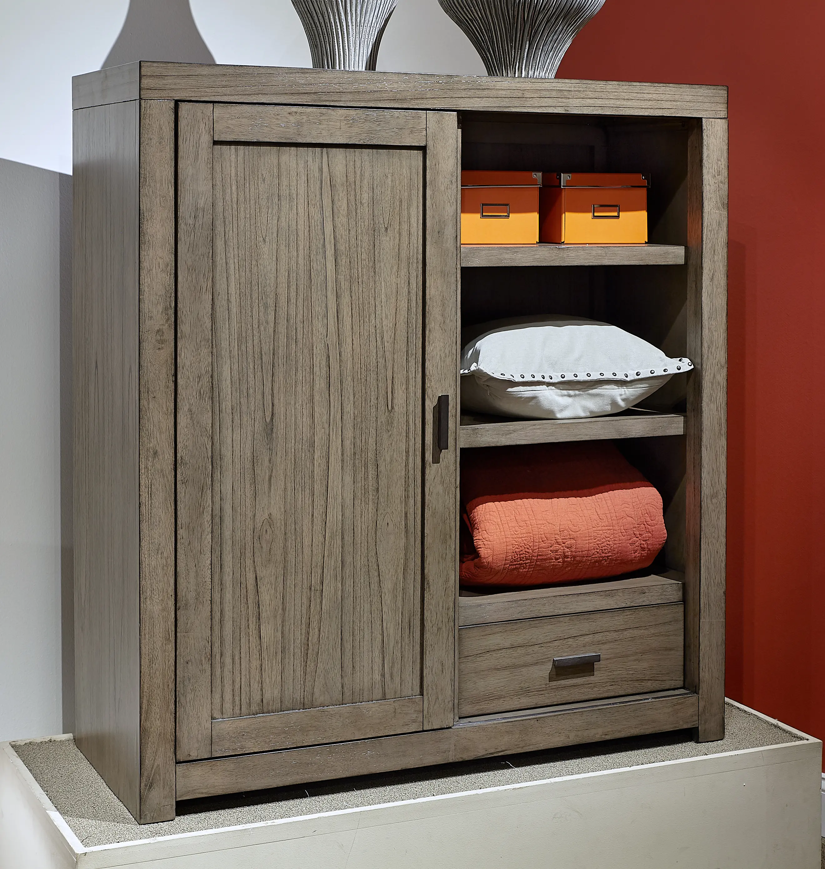 Modern Loft Modern Brownstone Gray Sliding Door Chest-5