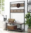 HT72MWAG 72 Inch Industrial Metal and Driftwood Hall Tree - Walker Edison