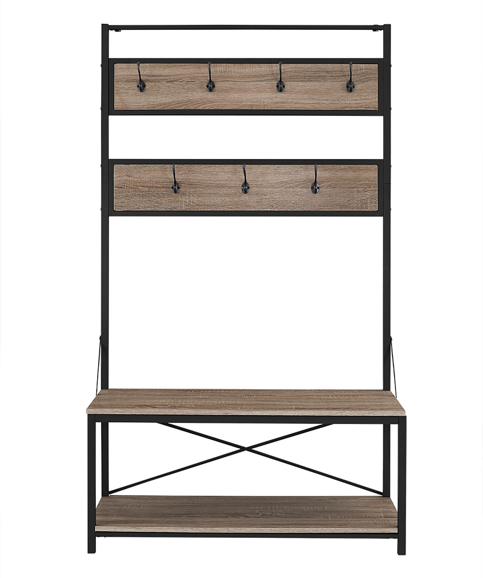 HT72MWAG 72 Inch Industrial Metal and Driftwood Hall Tree-2
