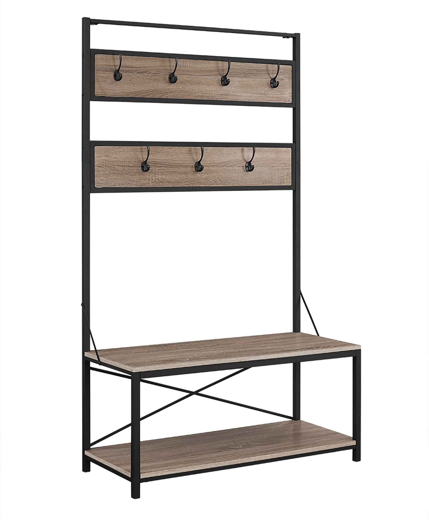 HT72MWAG 72 Inch Industrial Metal and Driftwood Hall Tree-3