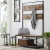 HT72MWBW 72 Inch Industrial Metal and Barnwood Hall Tree - Walker Edison