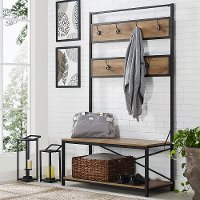 HT72MWBW 72 Inch Industrial Metal and Barnwood Hall Tree-1