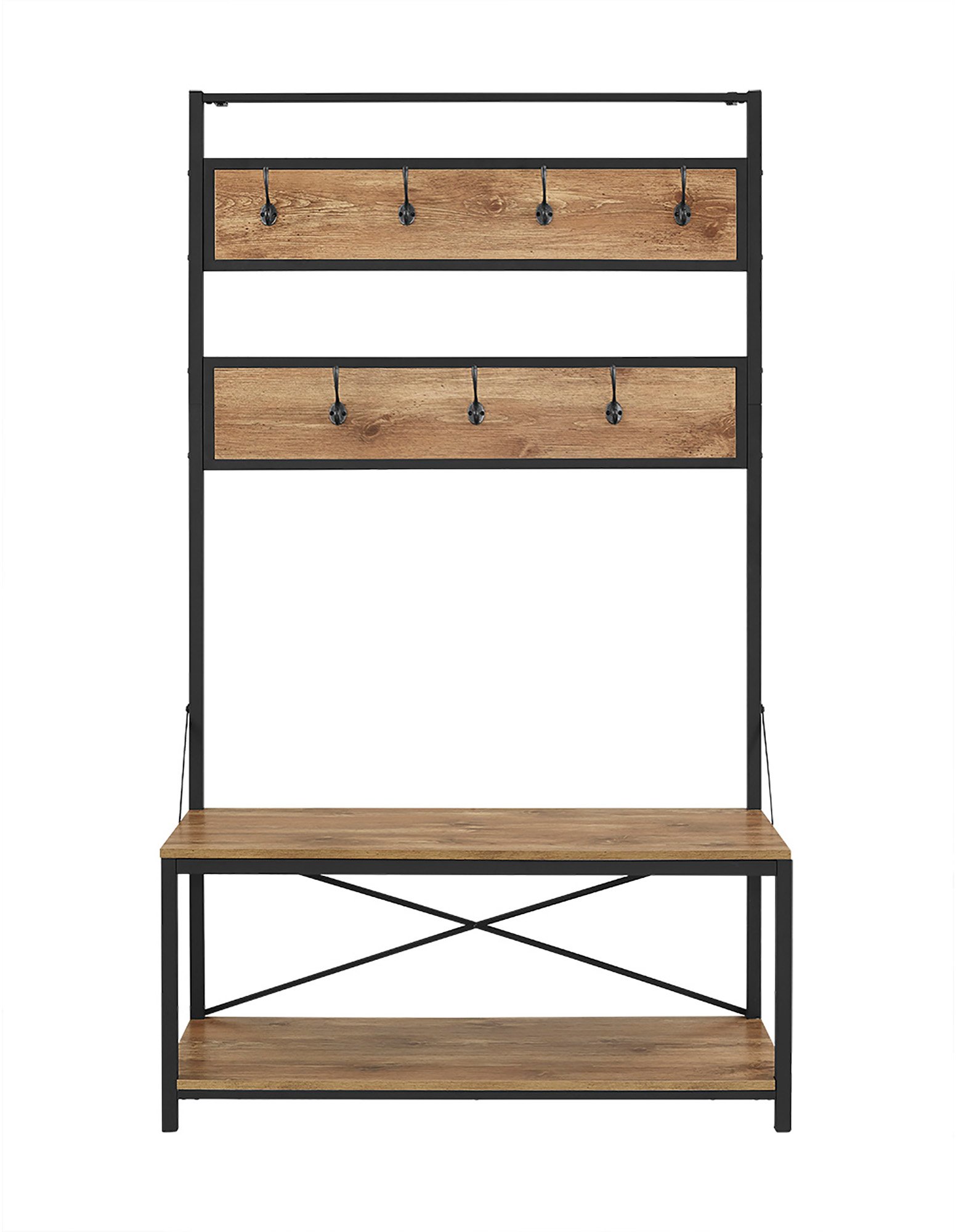 HT72MWBW 72 Inch Industrial Metal and Barnwood Hall Tree-2