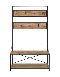 HT72MWBW 72 Inch Industrial Metal and Barnwood Hall Tree-2