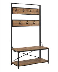 HT72MWBW 72 Inch Industrial Metal and Barnwood Hall Tree-3