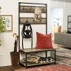 HT72MWGW Industrial 72 Inch Metal and Gray Wash Wooden Hall Tree - Walker Edison
