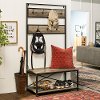 Industrial 72 Inch Metal and Gray Wash Wooden Hall Tree