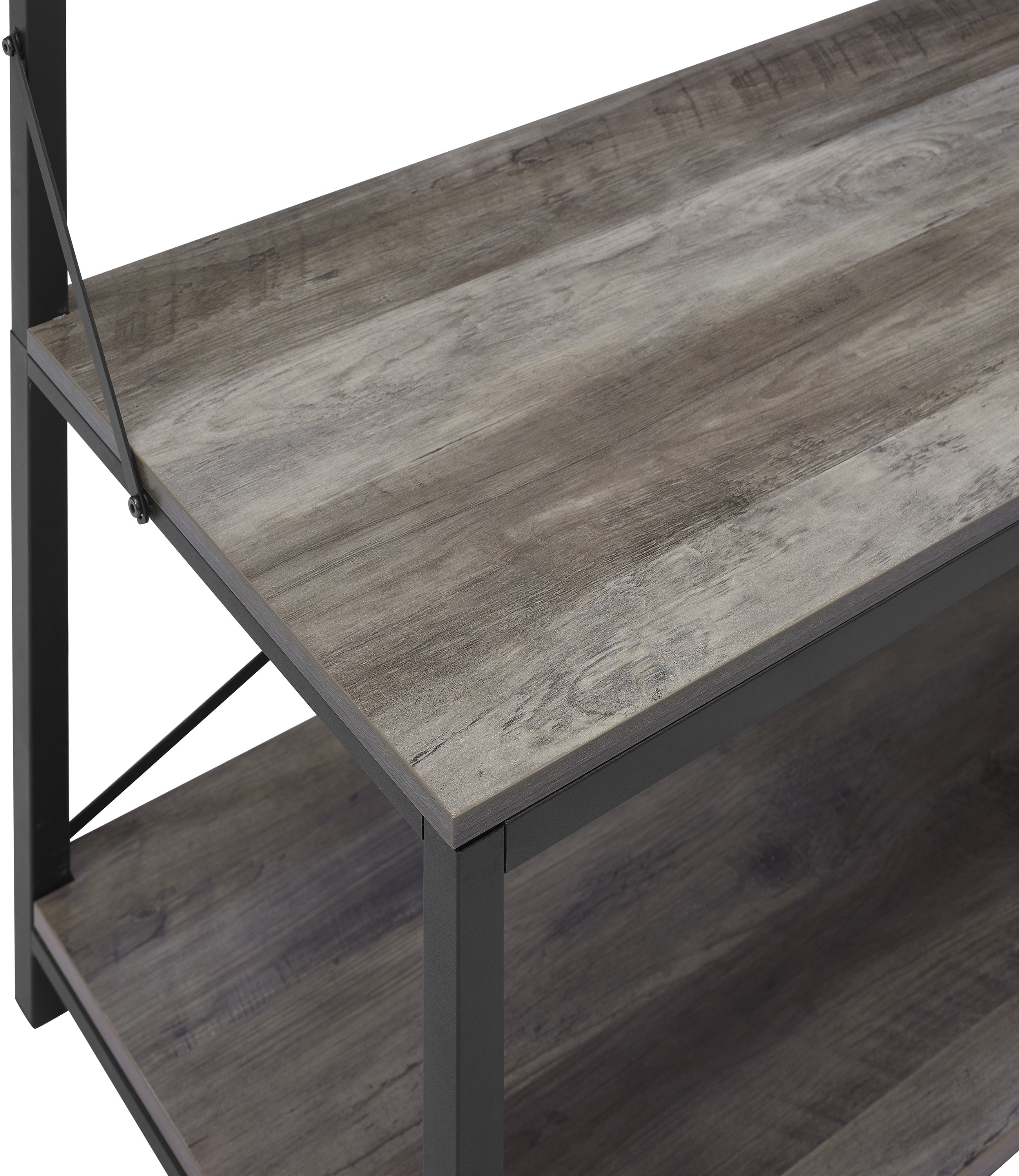 HT72MWGW Industrial 72 Inch Metal and Gray Wash Wooden Hall Tree-4