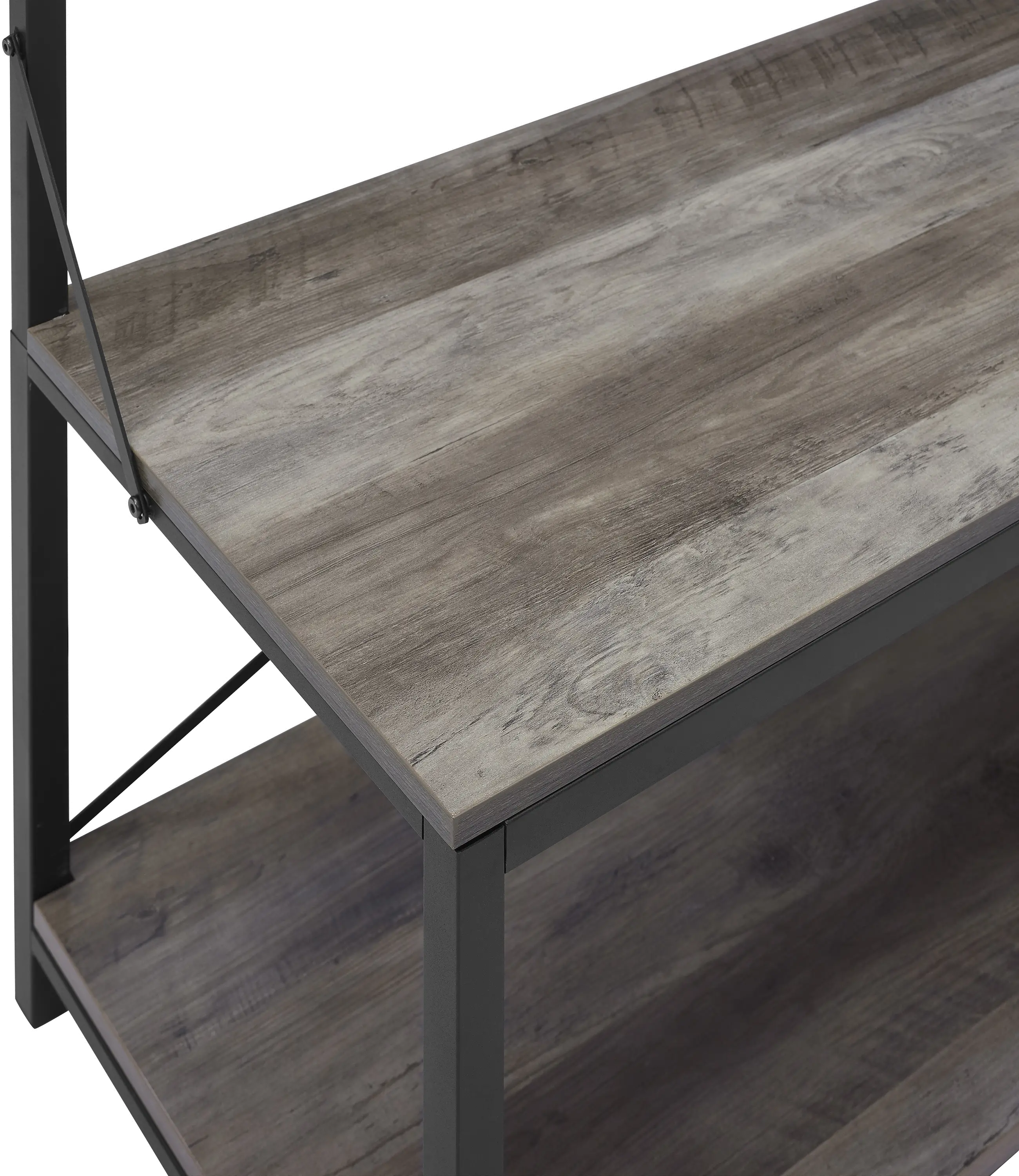 HT72MWGW Industrial 72 Inch Metal and Gray Wash Wooden Hall Tree-4