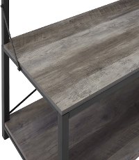 Industrial 72 Inch Metal and Gray Wash Wooden Hall Tree-4
