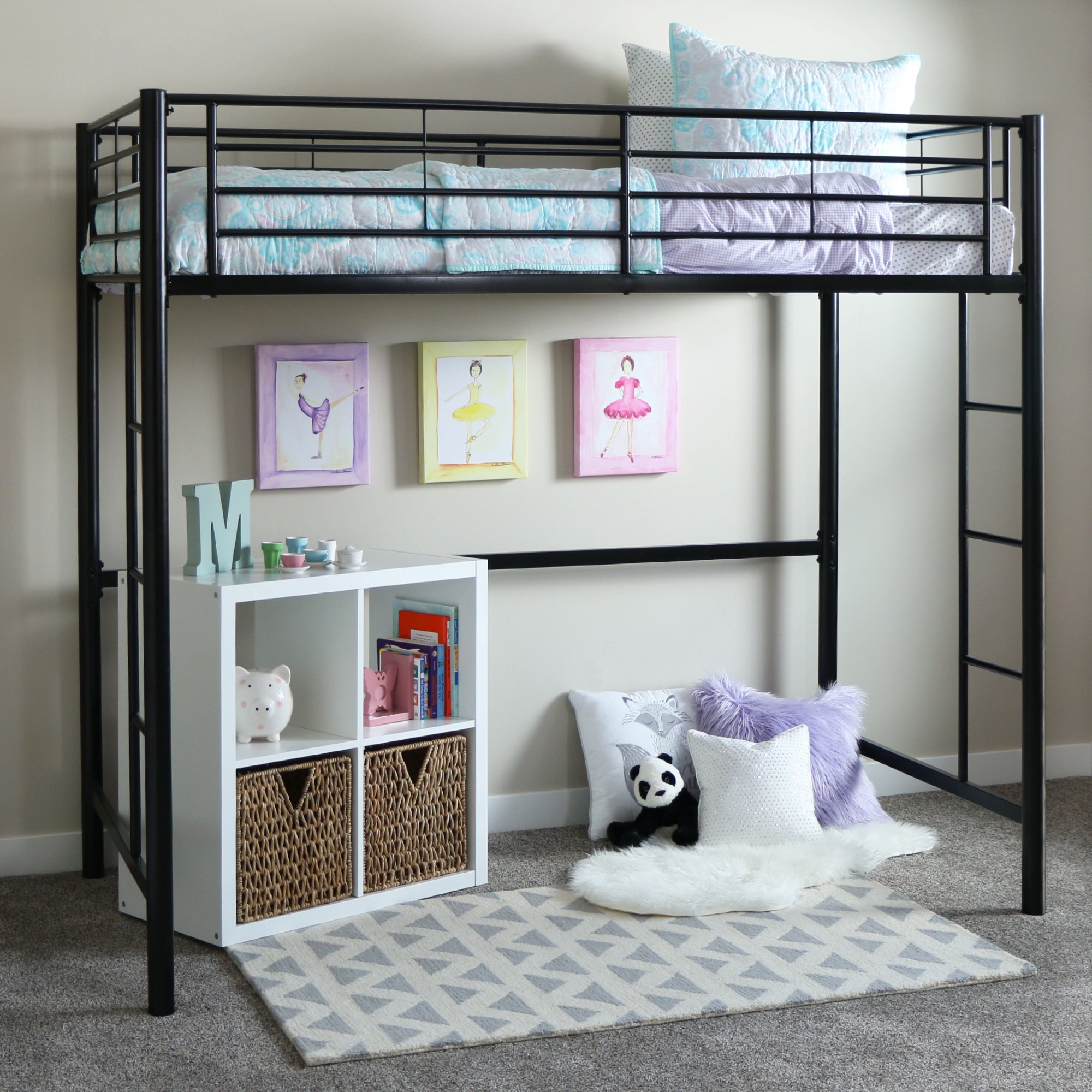 BTOLBL Premium Black Metal Twin Loft Bed - Sunset-1
