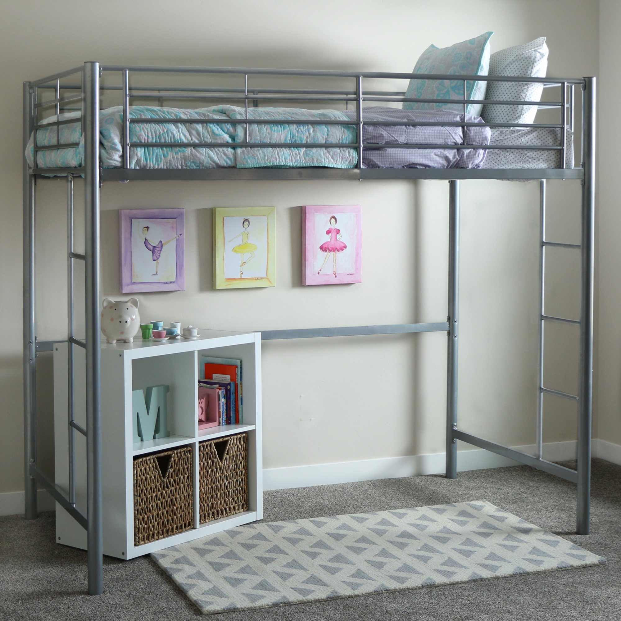 BTOLSL Premium Silver Metal Twin Loft Bed - Sunset-1