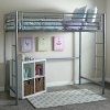 Premium Silver Metal Twin Loft Bed - Sunset