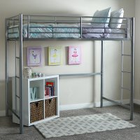 Premium Silver Metal Twin Loft Bed - Sunset