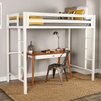 Premium Deluxe White Twin Metal Loft Bed - Bentley