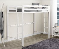 Premium Deluxe White Twin Metal Loft Bed - Bentley-2