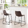 Brown Faux Leather Counter Height Stools (Set of 2)