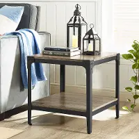 C20AISTAG Set of 2 Driftwood Angle Iron Rustic Wood End Tables