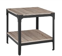 Set of 2 Driftwood Angle Iron Rustic Wood End Tables-2
