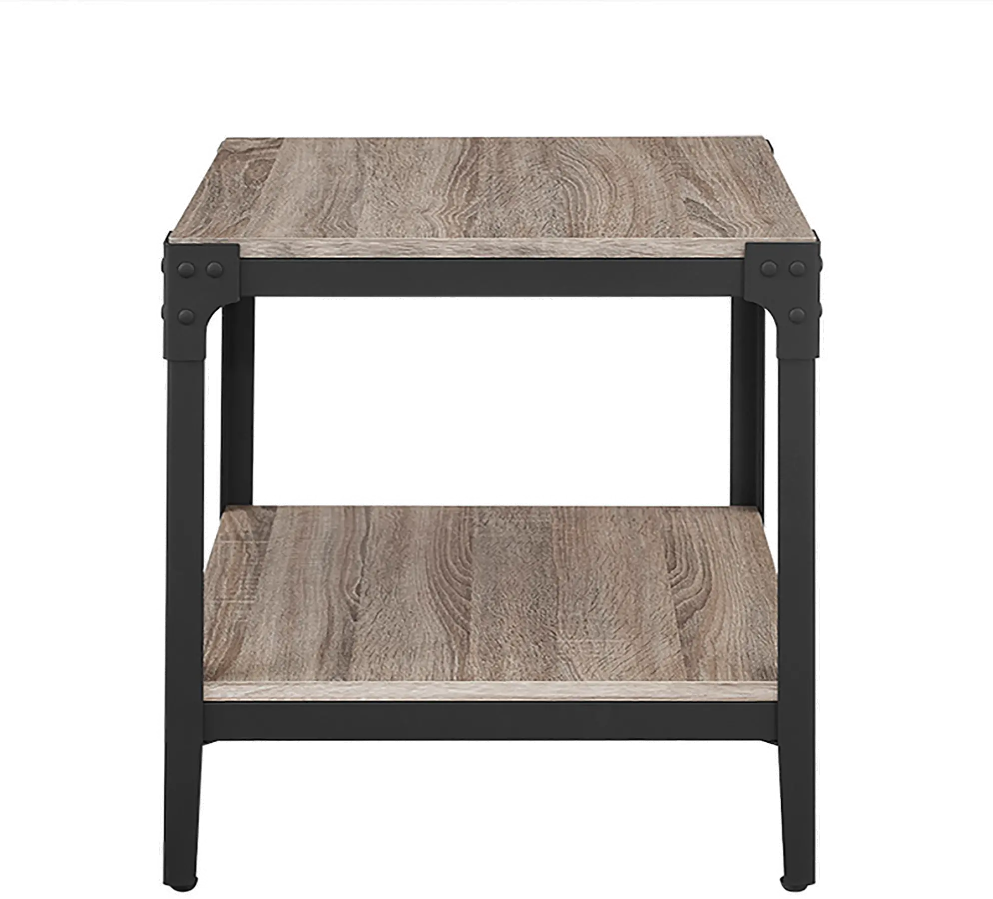 C20AISTAG Set of 2 Driftwood Angle Iron Rustic Wood End Tables-3