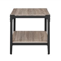 Set of 2 Driftwood Angle Iron Rustic Wood End Tables-3