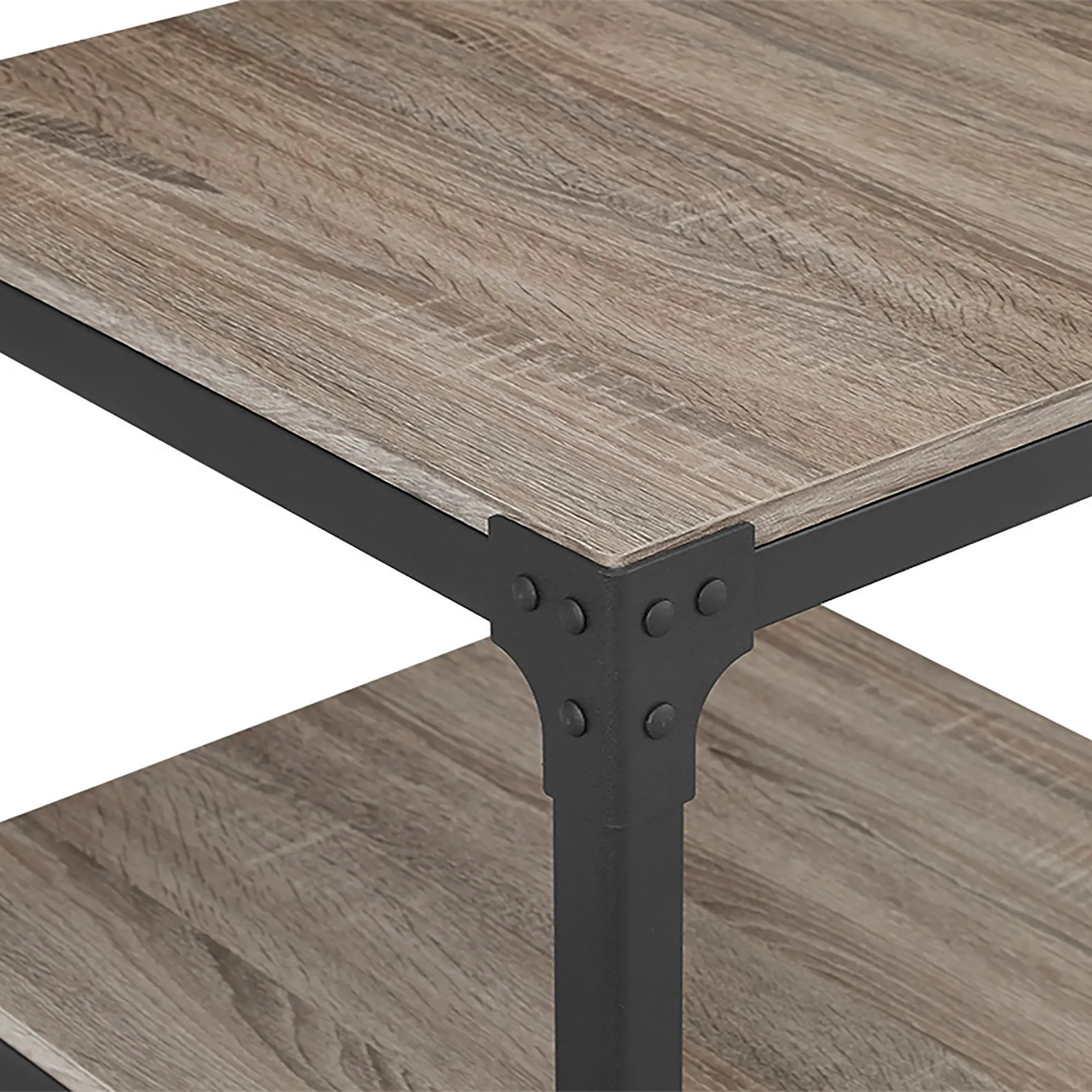 C20AISTAG Set of 2 Driftwood Angle Iron Rustic Wood End Tables-4