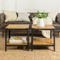 C20AISTBW Set of 2 Barnwood Angle Iron Rustic Wood End Tables - Walker Edison