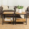 C20AISTBW Set of 2 Barnwood Angle Iron Rustic Wood End Tables