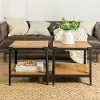 C20AISTBW Set of 2 Barnwood Angle Iron Rustic Wood End Tables