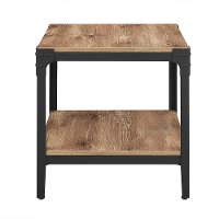 Set of 2 Barnwood Angle Iron Rustic Wood End Tables-2