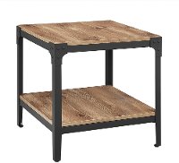 Set of 2 Barnwood Angle Iron Rustic Wood End Tables-3