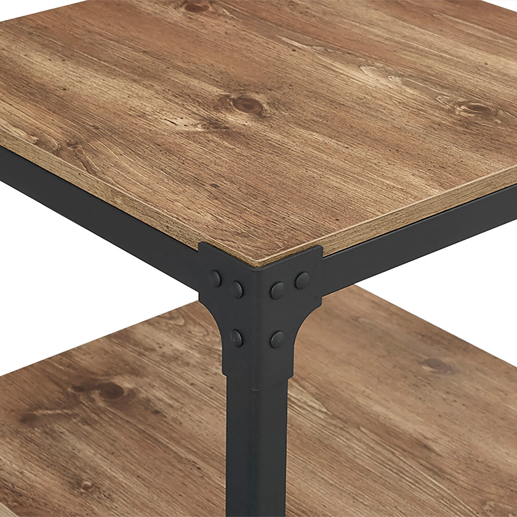 C20AISTBW Set of 2 Barnwood Angle Iron Rustic Wood End Tables-4