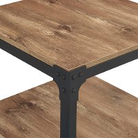 Set of 2 Barnwood Angle Iron Rustic Wood End Tables-4
