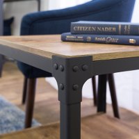 Set of 2 Barnwood Angle Iron Rustic Wood End Tables-5