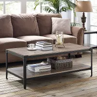 C46AICTAG Angle Iron Rustic Wood Coffee Table - Driftwood