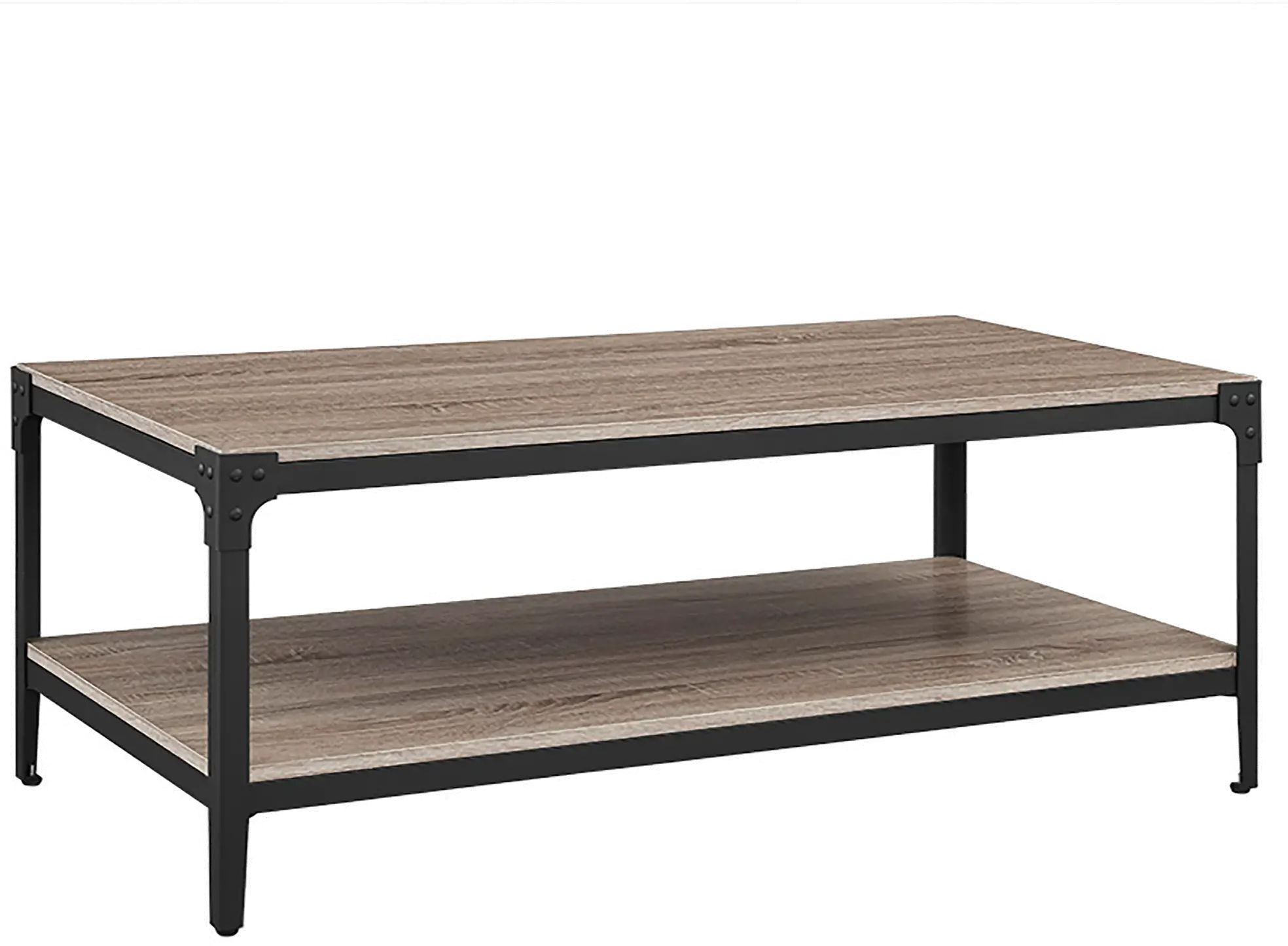 C46AICTAG Angle Iron Rustic Wood Coffee Table - Driftwood-2