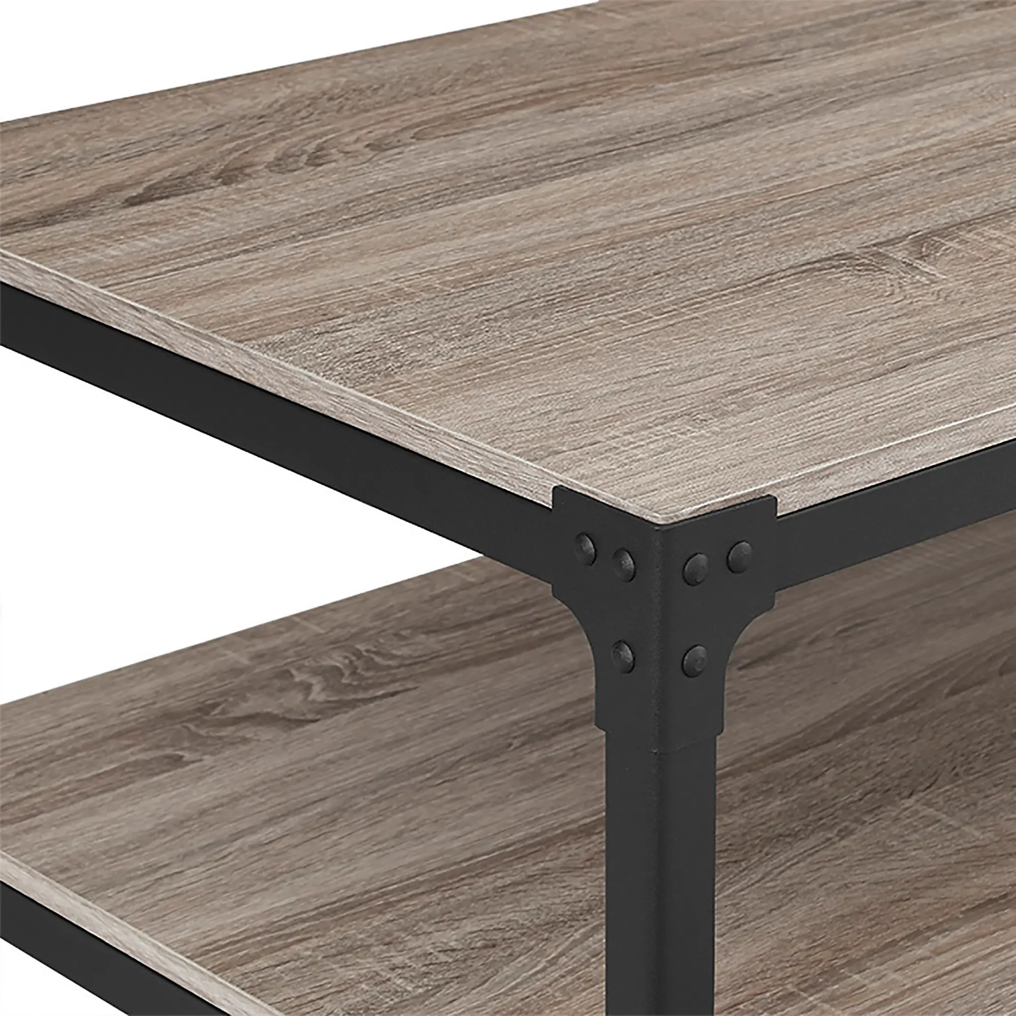 C46AICTAG Angle Iron Rustic Wood Coffee Table - Driftwood-4