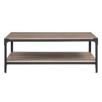 Driftwood Angle Iron Rustic Wood Coffee Table-3