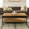 C46AICTBW Barnwood Angle Iron Rustic Wood Coffee Table