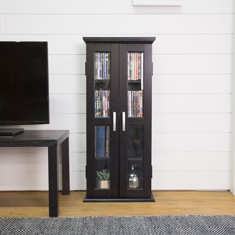 Black 41 Inch Wood Media Storage Cabinet Rc Willey Furniture Store