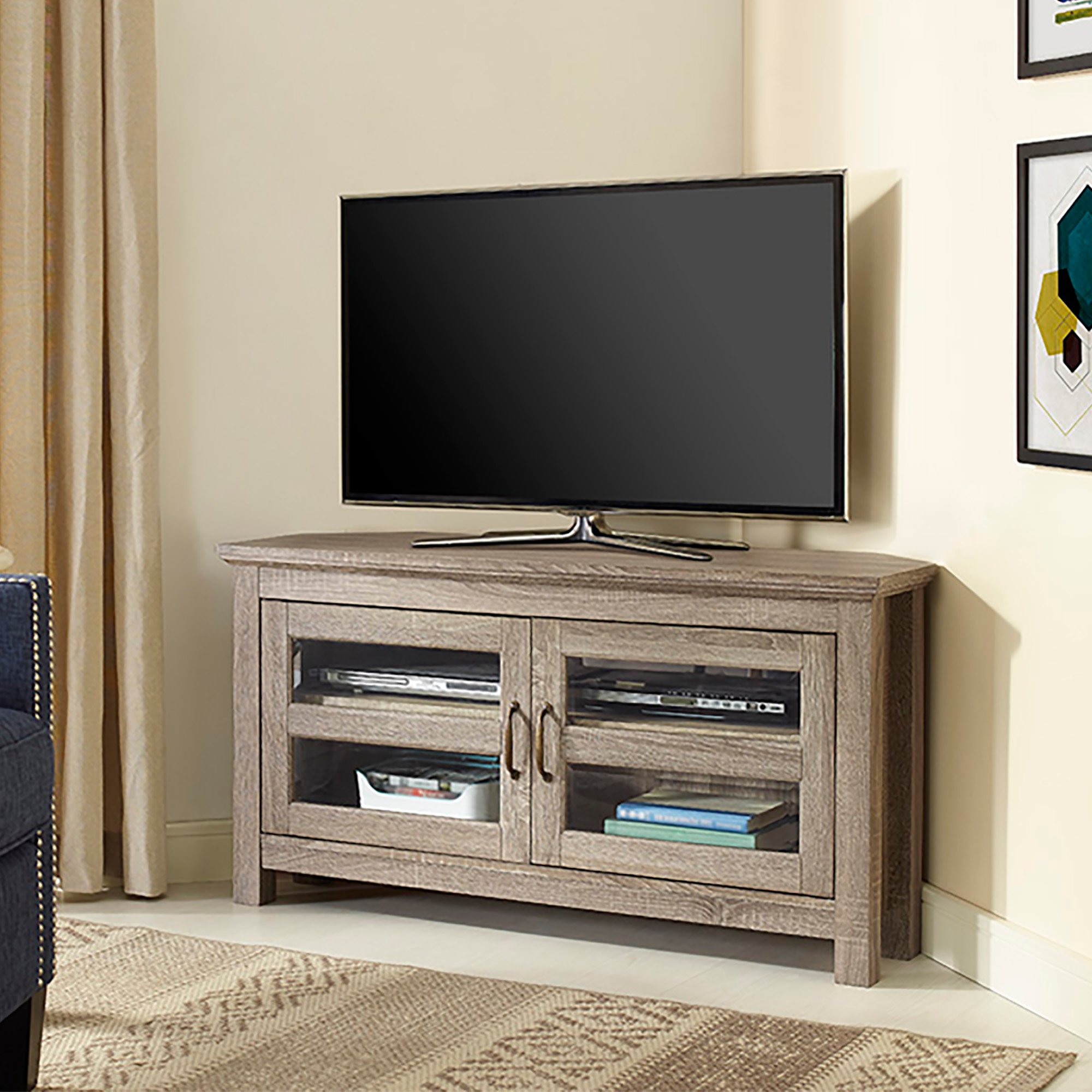 W44CCRAG Driftwood 44 Inch Corner TV Stand-1