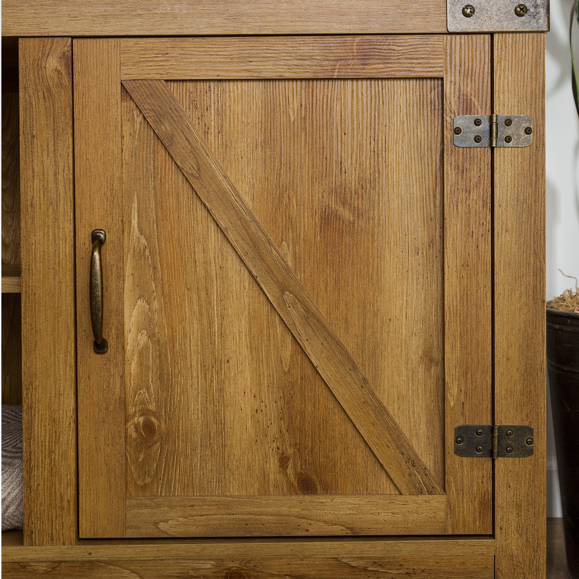 W58BDSDBW Barnwood Farmhouse TV Stand with Barn Doors (58 Inch)-2