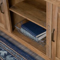 Rustic Oak Farmhouse TV Stand with Barn Doors (58 Inch)-2