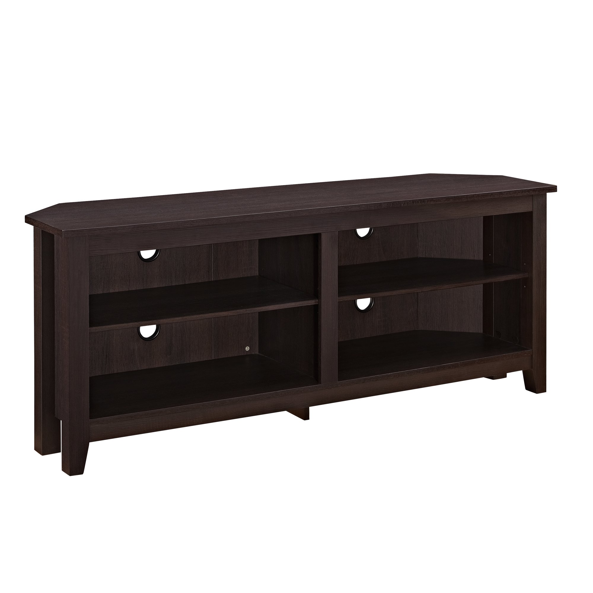 W58CCRES 58 Inch Espresso Brown Corner TV Stand-2