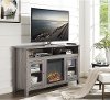 58 Inch Driftwood Brown Highboy Fireplace TV Stand