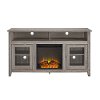 58 Inch Driftwood Brown Highboy Fireplace TV Stand-3