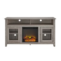 58 Inch Driftwood Brown Highboy Fireplace TV Stand-3