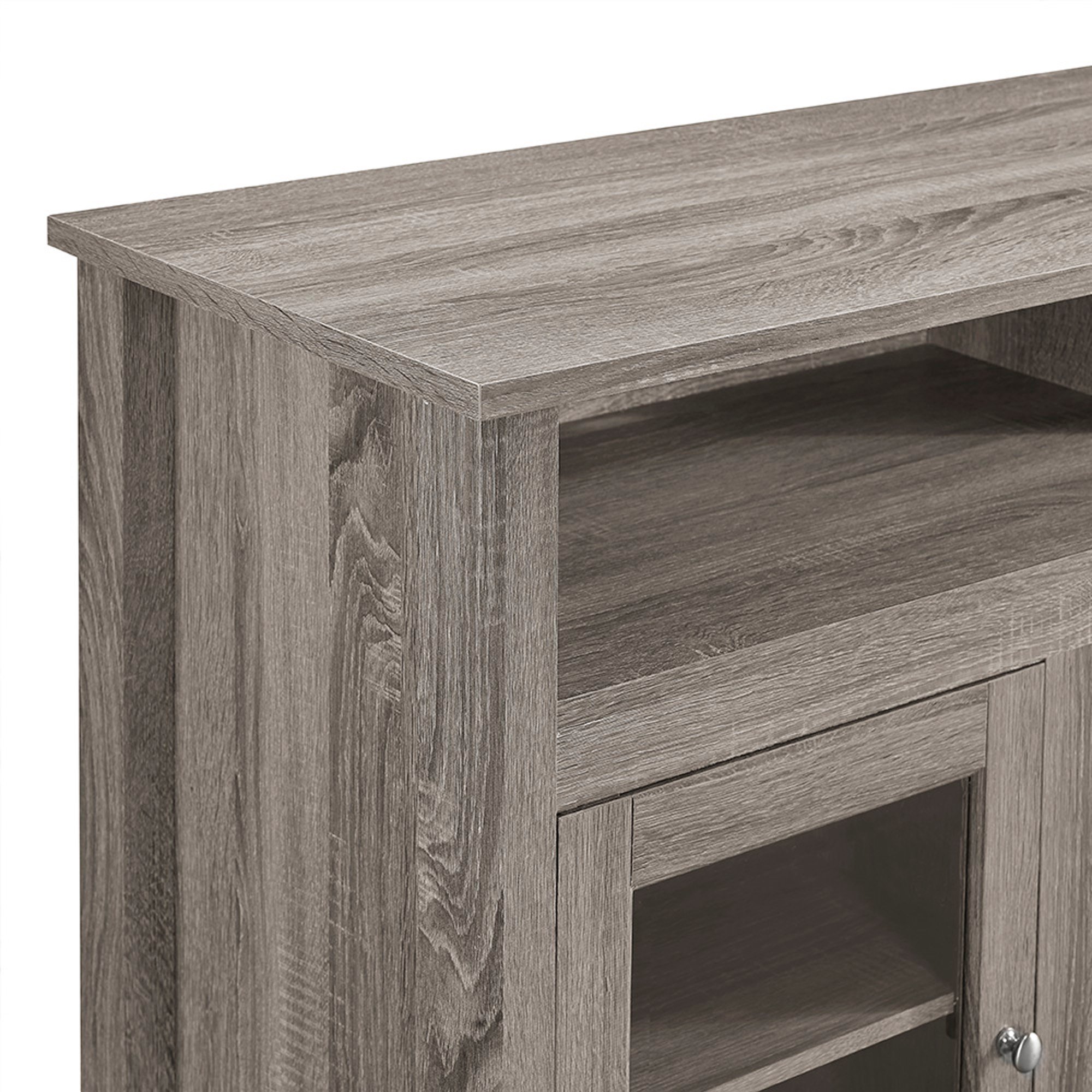 W58FP18HBAG 58 Inch Driftwood Brown Highboy Fireplace TV Stand-4