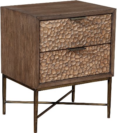 1859-02 Rustic Modern Mahogany and Copper Nightstand - Penny