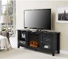58 Inch Transitional Black Fireplace TV Stand